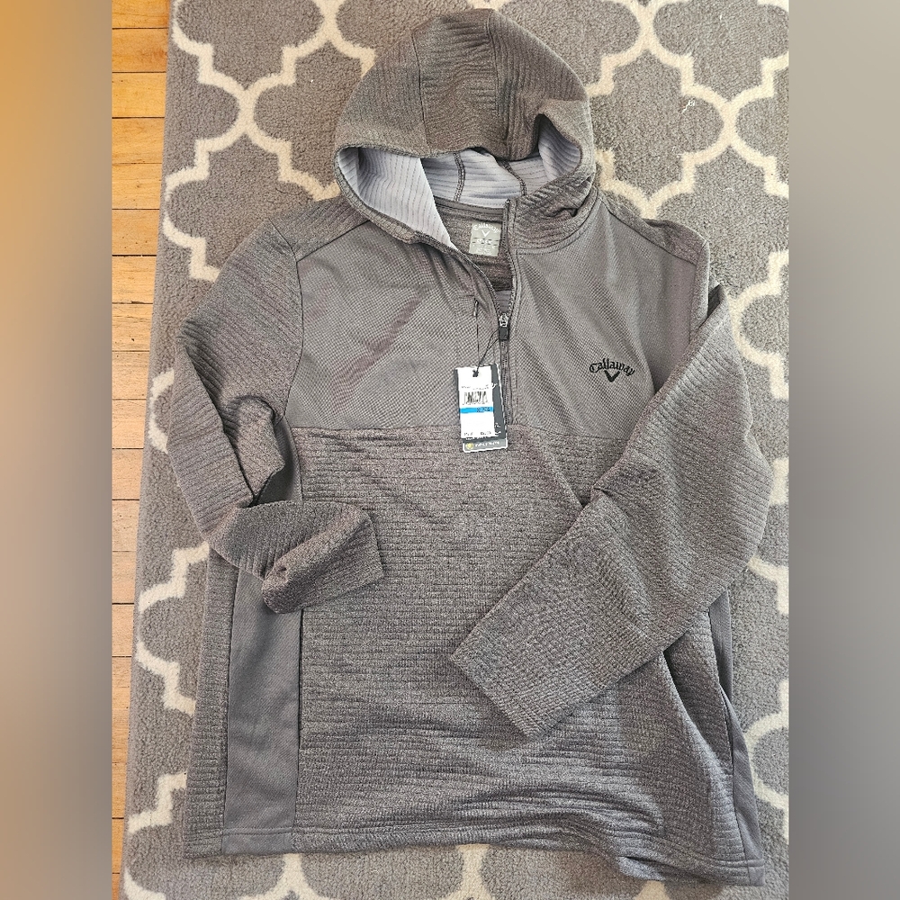 NWT Mens Ottoman Callaway Gray Hooded Golf Pullover Size XL